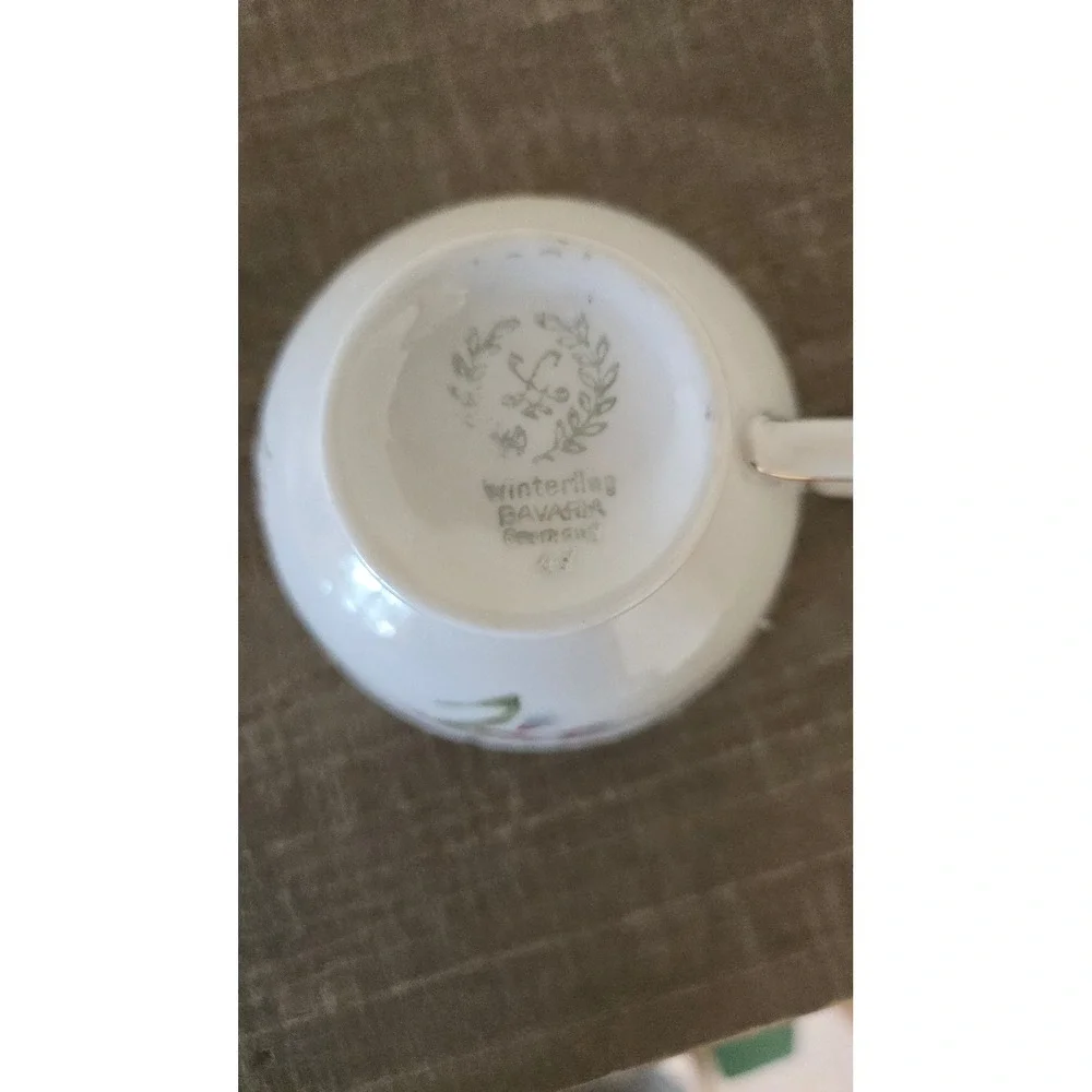 Winterling Bavaria Germany Tea Cup and Saucer Set of 3 Floral Gold Trim China